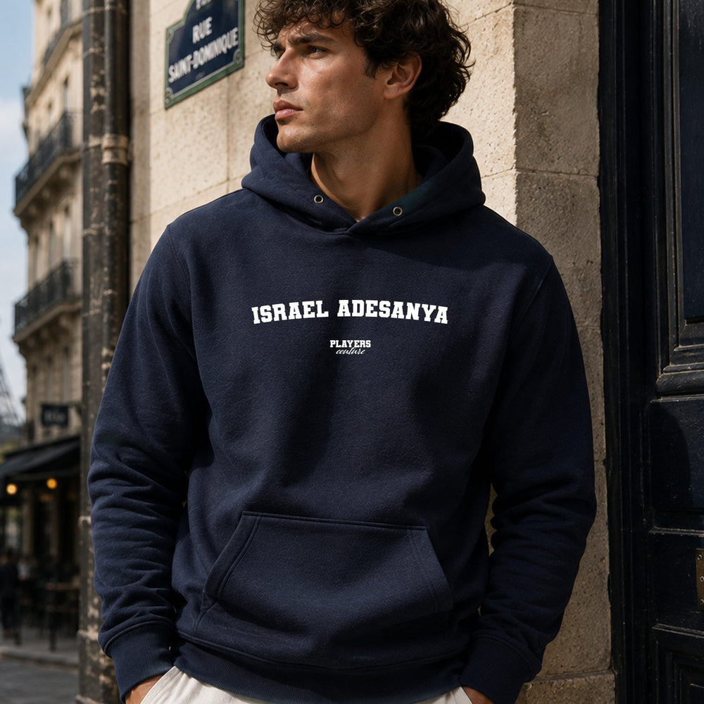 israel-adesanya name-print hoodie - navy