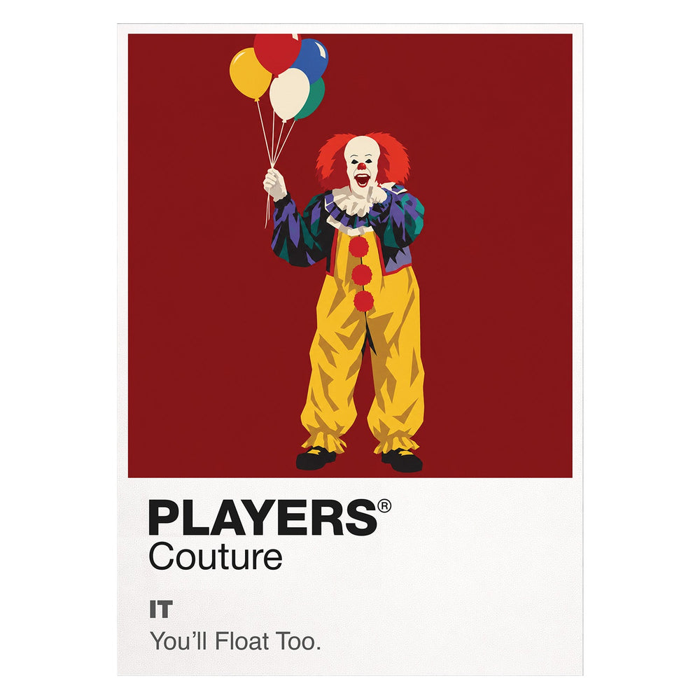 IT 1990 Tim Curry's Pennywise holding a red balloon beneath the streets of Derry Icon Frame artwork on white