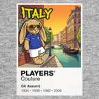 Italy Football Cool Bunny Men's T-Shirt – Italy football cool bunny artwork close-up on Gray – Players Couture