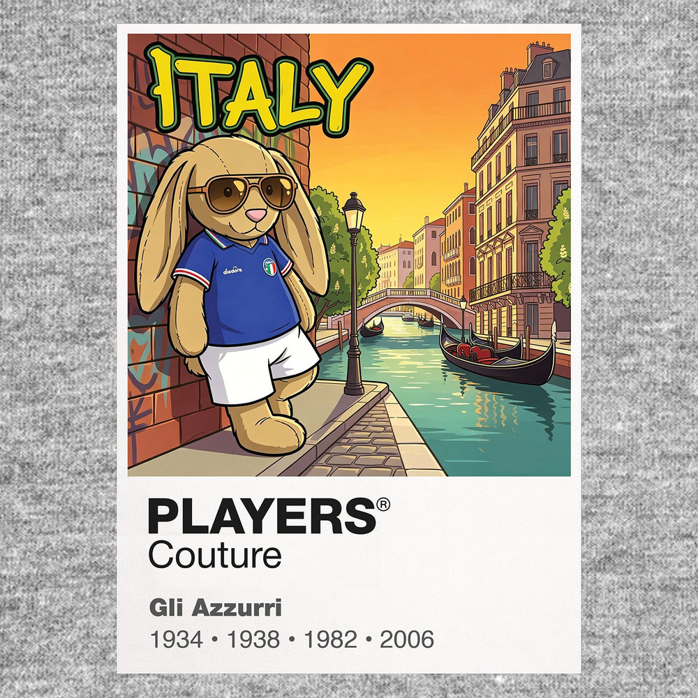 Italy Football Cool Bunny Kids Hoodie – Italy football cool bunny artwork close-up on Gray – Players Couture