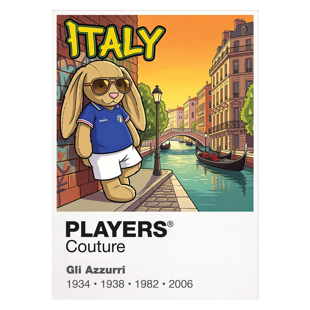 Italy Football Cool Bunny Men's T-Shirt – Italy football cool bunny framed artwork detail – Players Couture