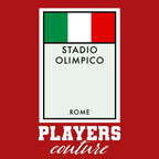 Italy Monopoly Card hoodie – red men's hoodie with white Italy Monopoly Card letters and Players Couture logo on the chest