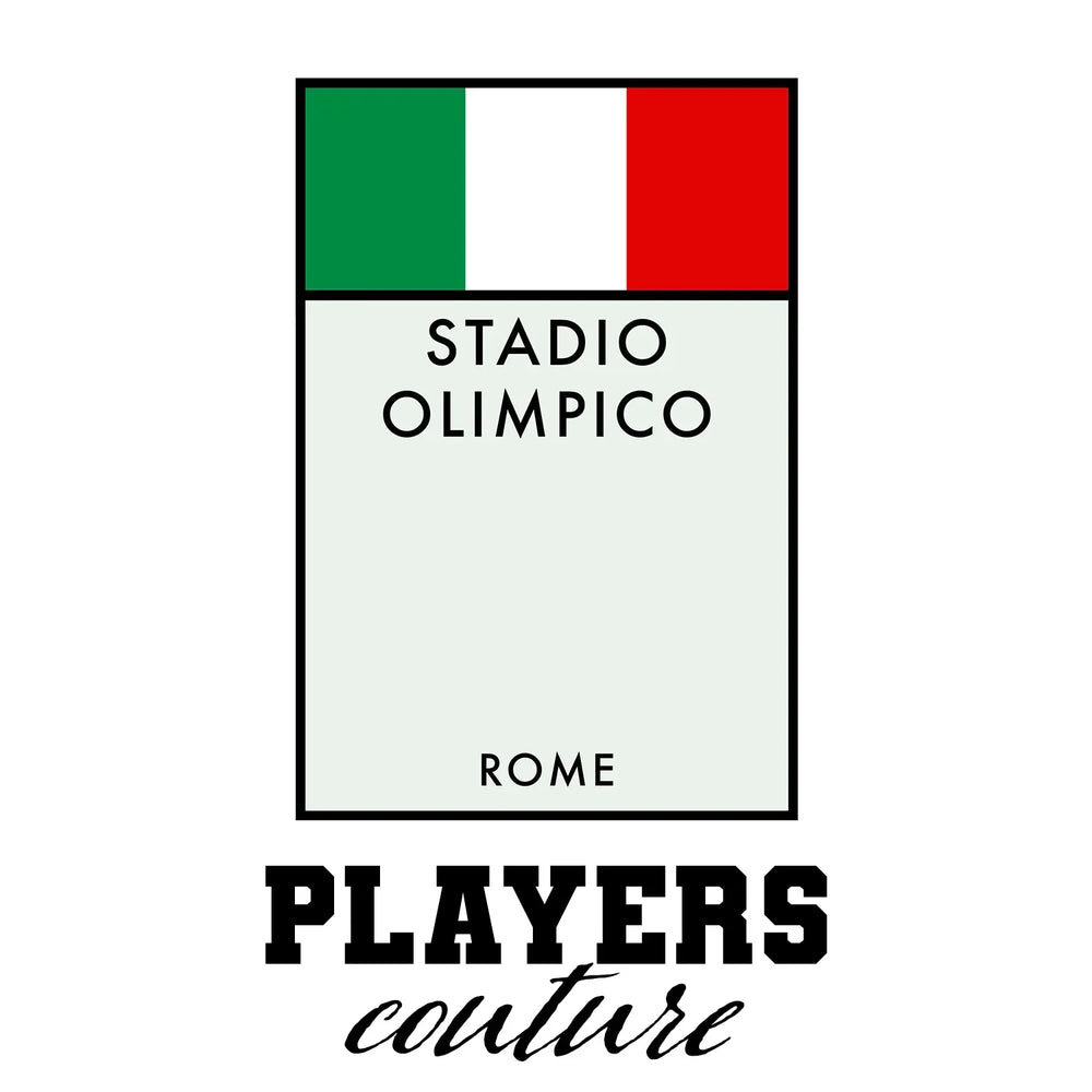 Italy Monopoly Card hoodie – white men's hoodie with black Italy Monopoly Card letters and Players Couture logo on the chest