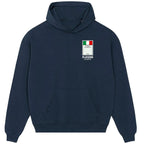 Italy Monopoly Card hoodie – red men's hoodie with white Italy Monopoly Card letters and Players Couture logo on the chest