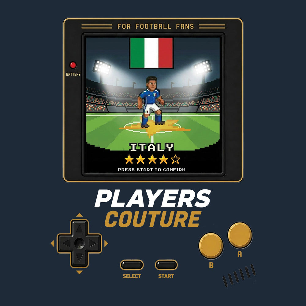 Italy World Cup 8-Bit Men's T-Shirt retro gaming football design by Players Couture