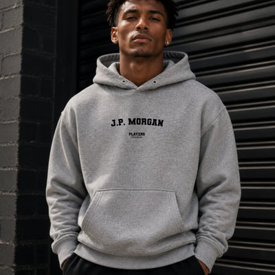 j-p-morgan name-print hoodie - grey