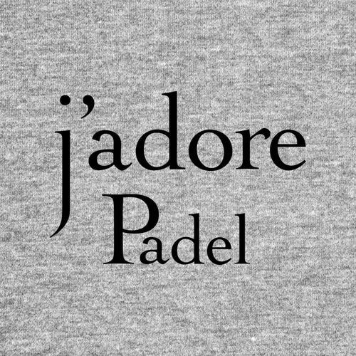 J'Adore Padel Logo Men's Hoodie – grey close-up detail shot of the J'Adore Padel Players Couture logo design