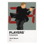 Jack Bauer Jack Bauer with tactical shoulder bag and pistol against the ticking digital clock Icon Frame artwork on white
