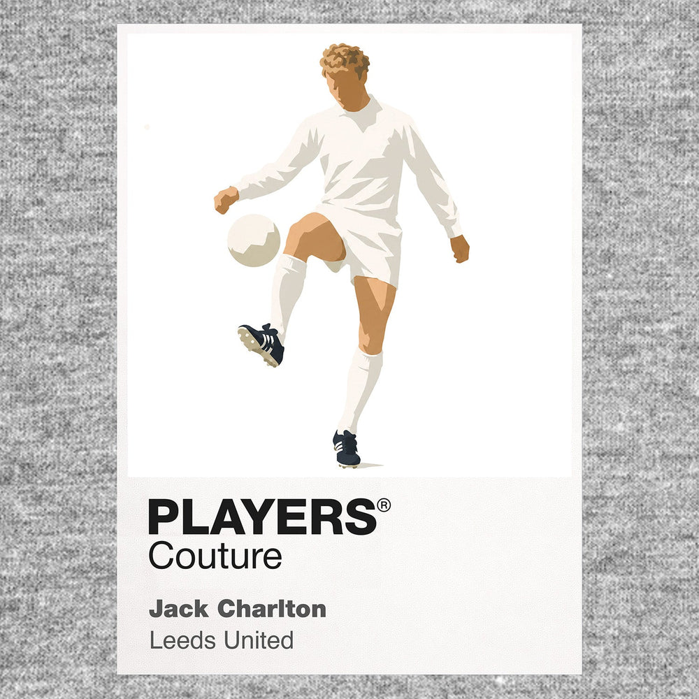 Jack Charlton Leeds United Icon Frame Men's Hoodie — Gray Artwork