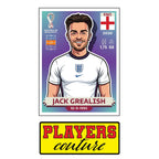 Jack Grealish World Cup Sticker Men's T-Shirt – close-up detail shot of the Jack Grealish World Cup Players Couture logo