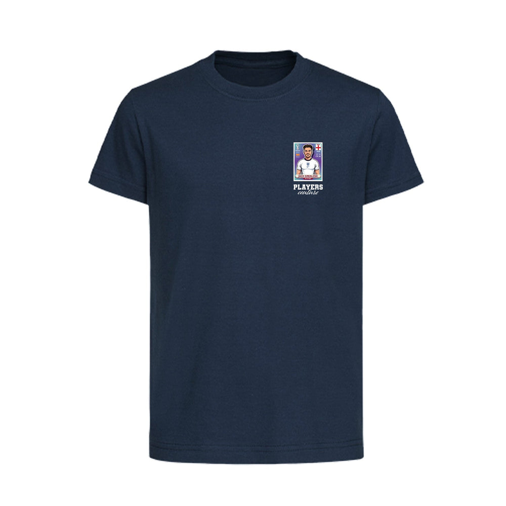 Jack Grealish World Cup Sticker Kids T-Shirt – jack grealish sticker kids navy tshirt Players Couture design
