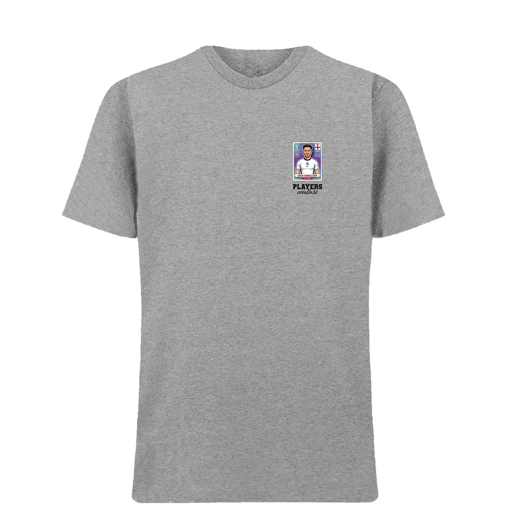 Jack Grealish World Cup t-shirt – grey men's t-shirt featuring the Jack Grealish World Cup Players Couture logo