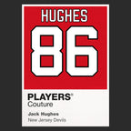 Jack Hughes 86 Jersey Frame Men's T-Shirt – black close-up detail shot of the Jack Hughes 86 Players Couture logo design