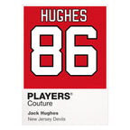 Jack Hughes 86 Jersey Frame Men's T-Shirt – white close-up detail shot of the Jack Hughes Players Couture logo design