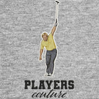 Jack Nicklaus Badge Men's T-Shirt – grey close-up detail shot of the Jack Nicklaus Players Couture logo design