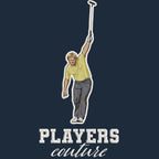 Jack Nicklaus Badge Men's T-Shirt – navy close-up detail shot of the Jack Nicklaus Players Couture logo design