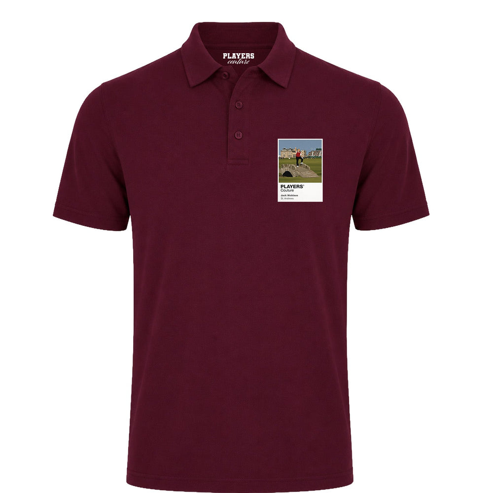 Jack Nicklaus St Andrews Golf Icon Frame Men's Polo Shirt – burgundy