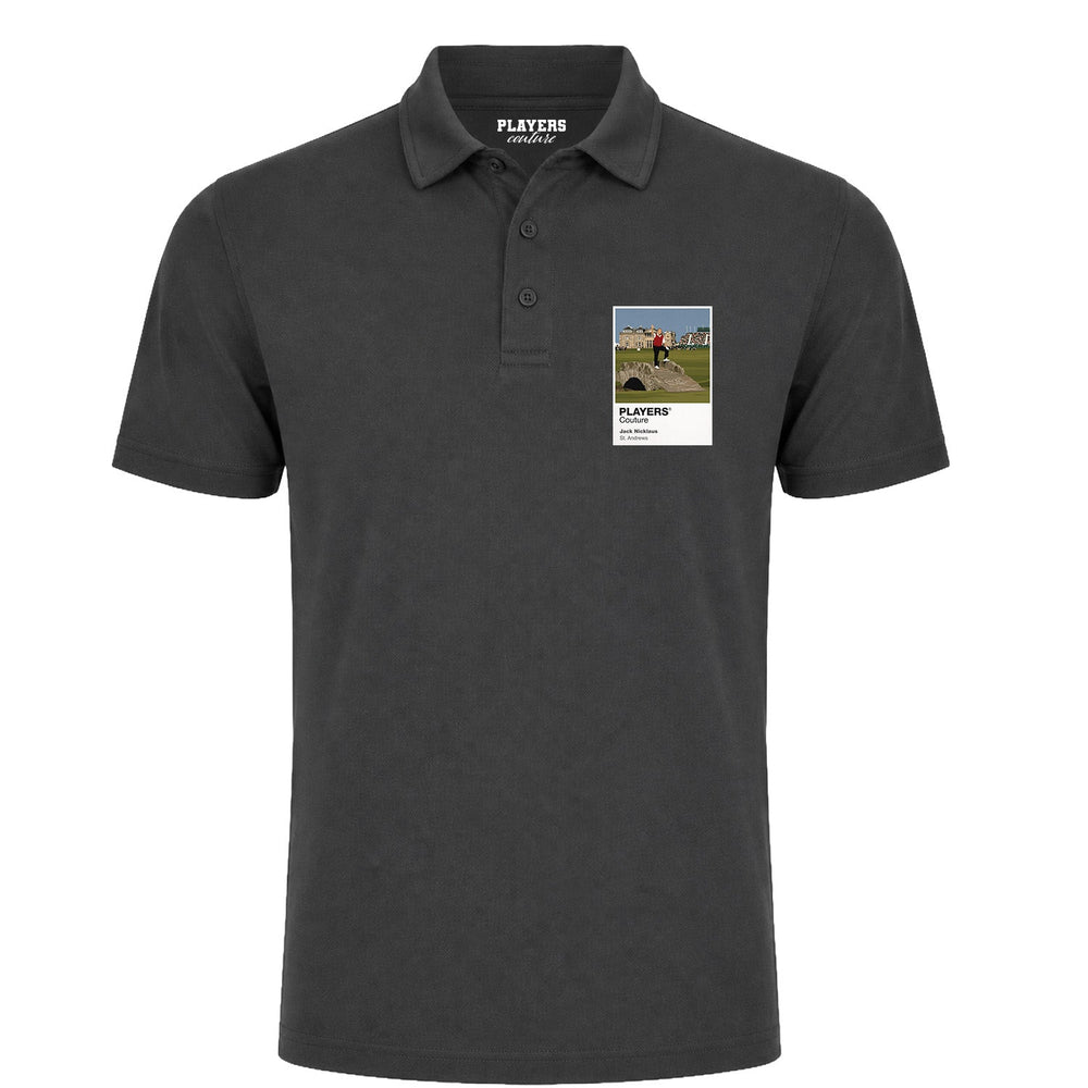 Jack Nicklaus St Andrews Golf Icon Frame Men's Polo Shirt – charcoal