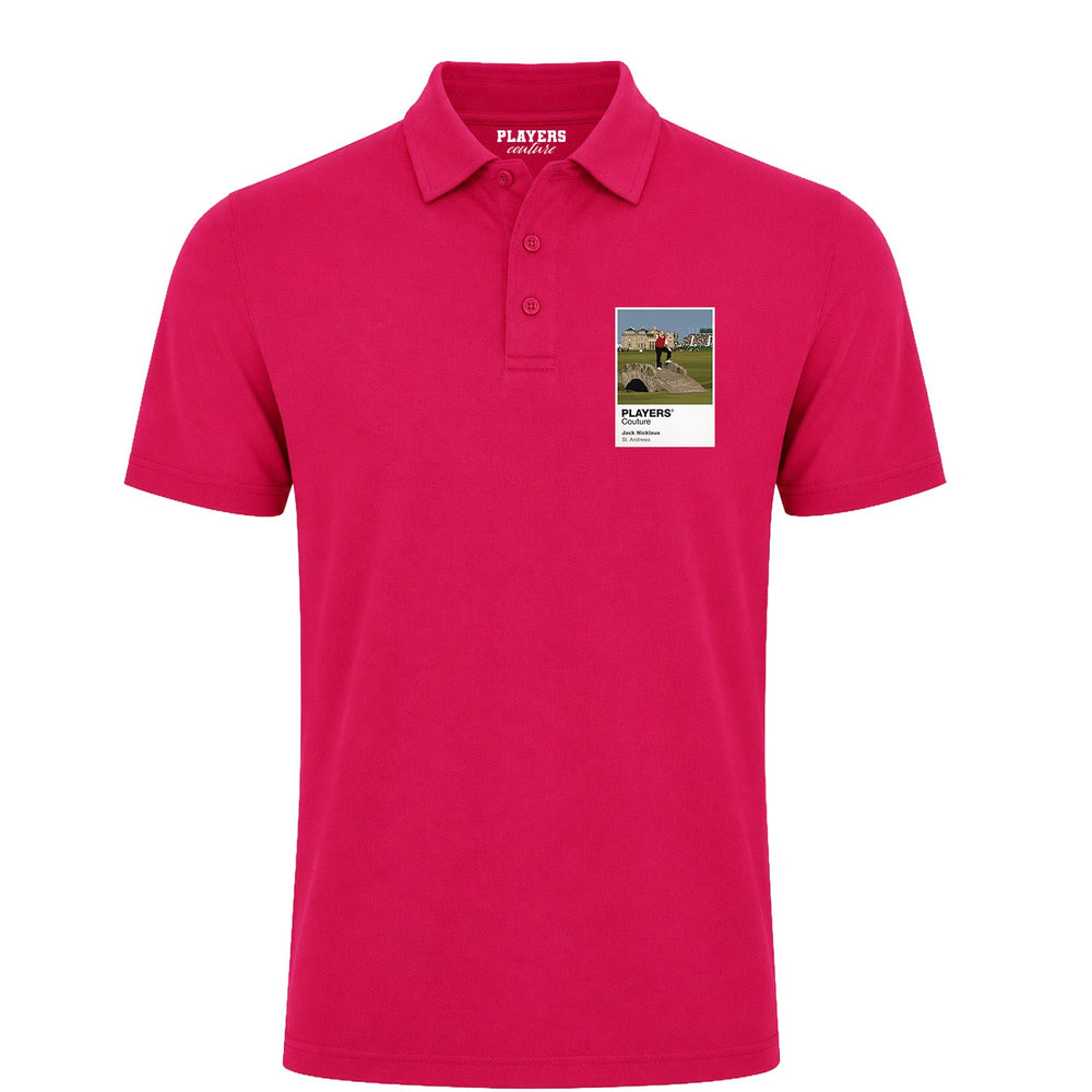 Jack Nicklaus St Andrews Golf Icon Frame Men's Polo Shirt – hot-pink