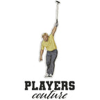 Jack Nicklaus Badge Men's T-Shirt – white close-up detail shot of the Jack Nicklaus Players Couture logo design