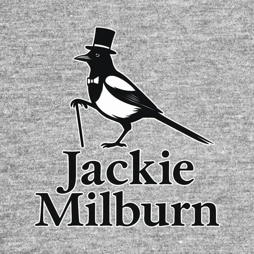 Jackie Milburn Logo Men's Hoodie – grey close-up detail shot of the Jackie Milburn Players Couture logo design