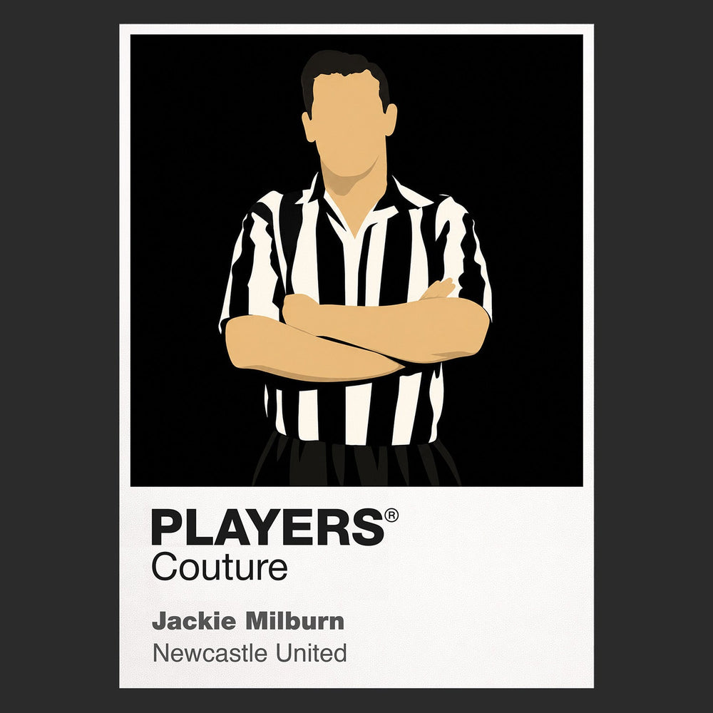Jackie Milburn Newcastle United Icon Frame Men's Hoodie — Black Artwork