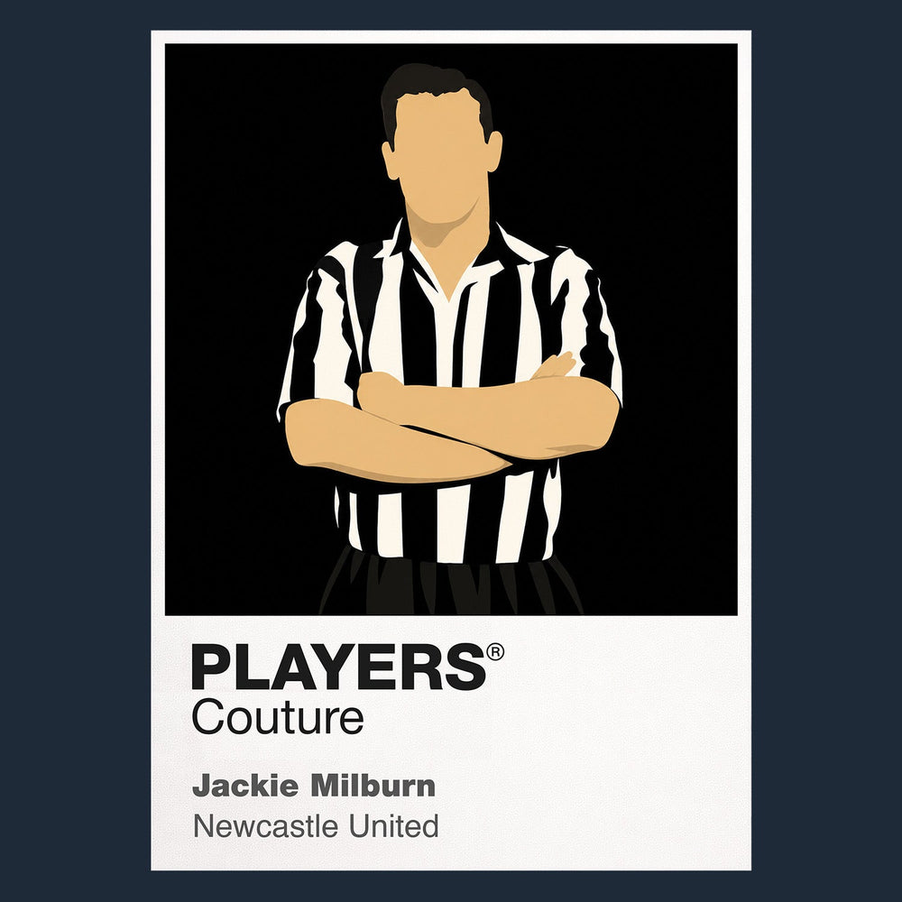 Jackie Milburn Newcastle United Icon Frame Men's Hoodie — Navy Artwork