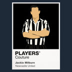 Jackie Milburn Newcastle United Icon Frame Men's Hoodie — Navy Artwork
