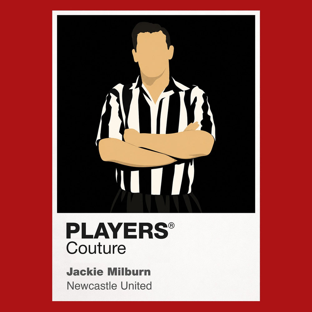 Jackie Milburn Newcastle United Icon Frame Men's Hoodie — Red Artwork