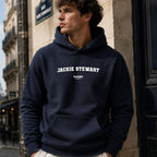 jackie-stewart name-print hoodie - navy