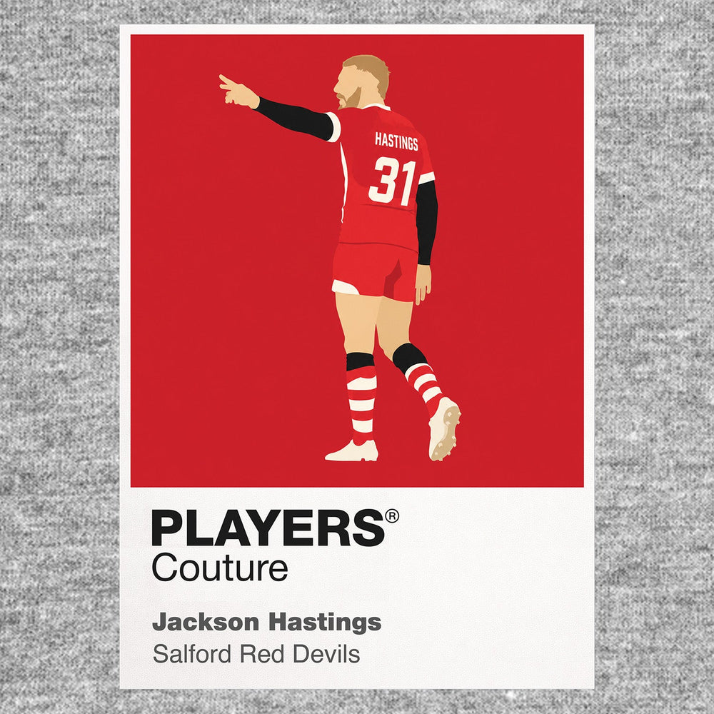 Jackson Hastings Salford Red Devils rugby league T-shirt grey