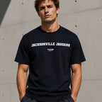 Jacksonville Jaguars Men's T-Shirt — lifestyle photo, Navy t-shirt