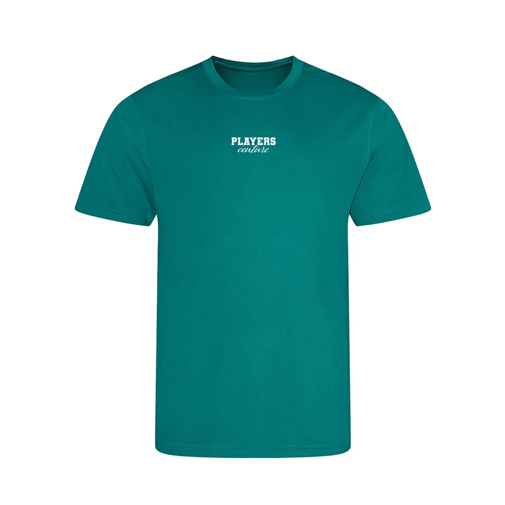 Essentials Collection t-shirt – green kids' t-shirt with white Essentials Collection letters and Players Couture logo on the