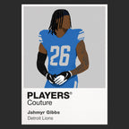 Jahmyr Gibbs Detroit Lions black Icon Frame artwork detail
