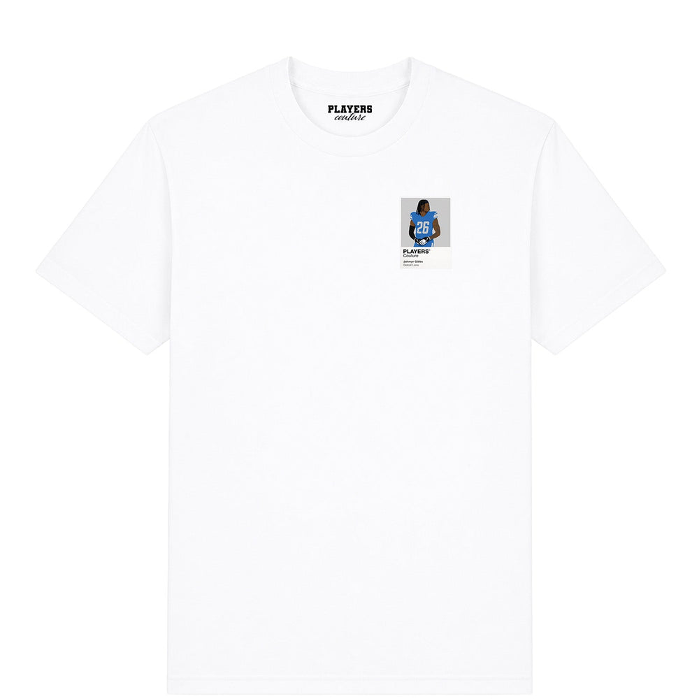 Jahmyr Gibbs Detroit Lions American Football Icon Frame Men's T-Shirt – white