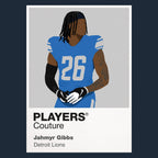 Jahmyr Gibbs Detroit Lions navy Icon Frame artwork detail