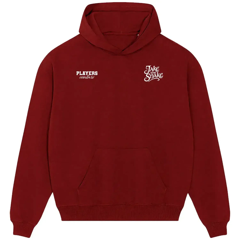 Jake The Snake Roberts hoodie – red men's hoodie featuring the Jake The Snake Roberts Players Couture logo