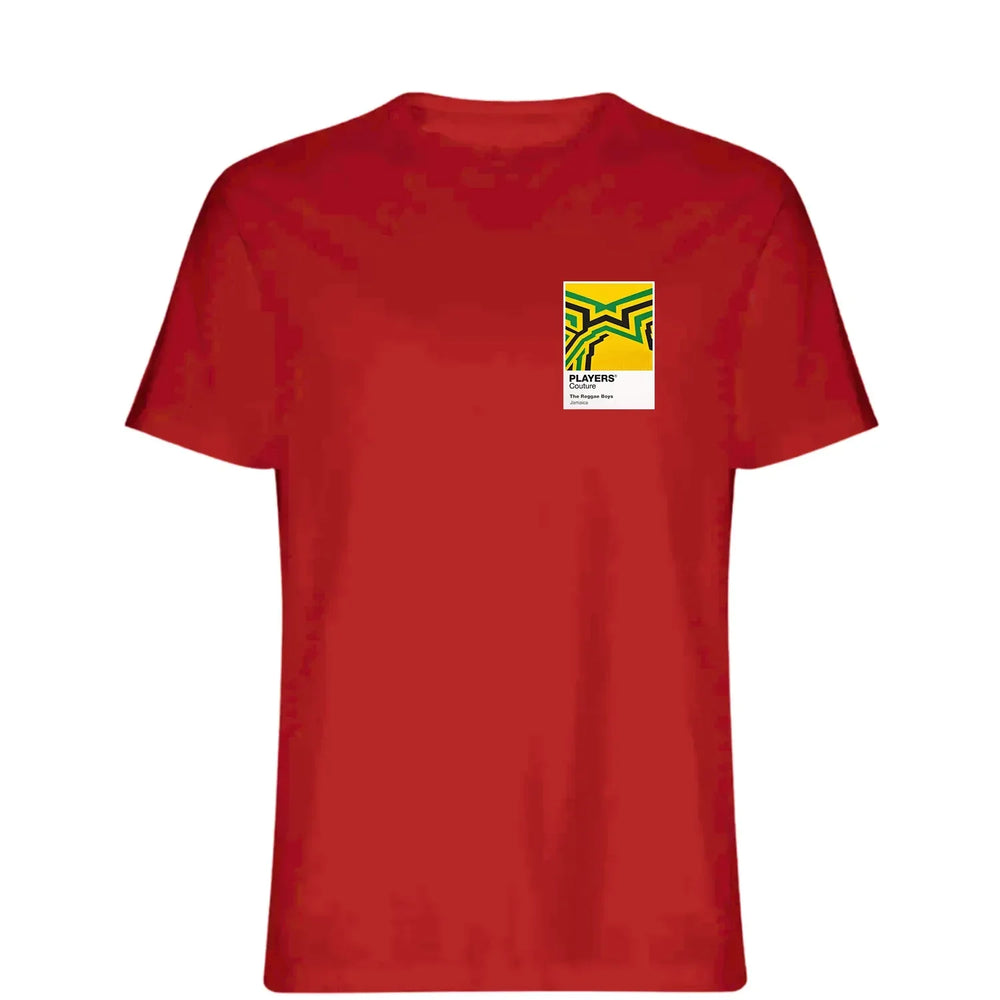 Jamaica t-shirt – red men's t-shirt featuring the Jamaica Players Couture logo