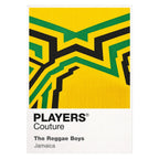 Jamaica Classic Football Shirt Colours Frame Men's T-Shirt – white close-up detail shot of the Jamaica Players Couture logo