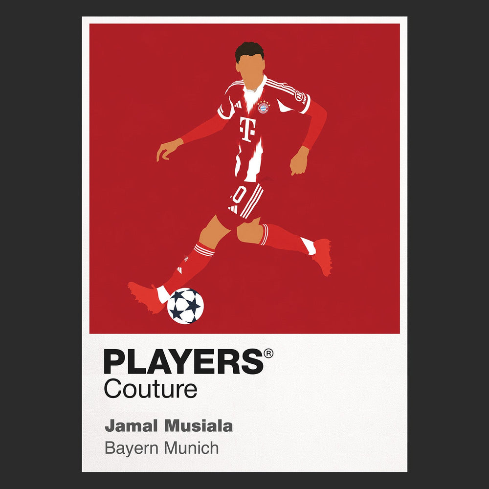 Jamal Musiala Bayern Munich Icon Frame Kids T-Shirt — Black Artwork