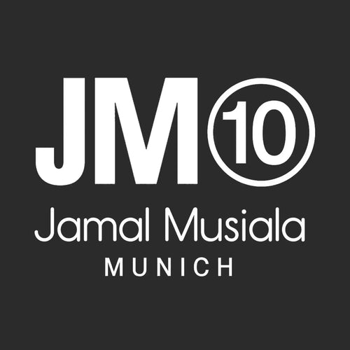 Jamal Musiala Logo Men's T-Shirt – black close-up detail shot of the Jamal Musiala Players Couture logo design