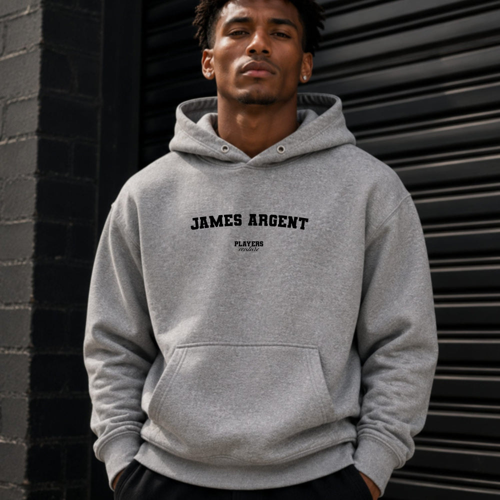 james-argent name-print hoodie - grey
