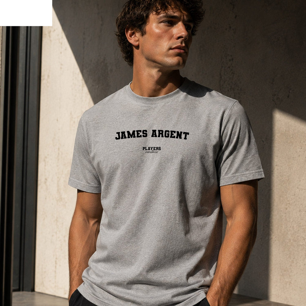 James Argent grey men's T-shirt lifestyle photograph 10