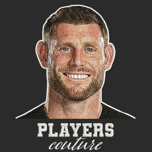 James Milner Badge Men's Hoodie – black close-up detail shot of the James Milner Players Couture logo design