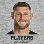 James Milner Badge Men's Hoodie – grey close-up detail shot of the James Milner Players Couture logo design