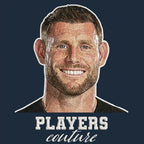 James Milner Badge Men's Hoodie – navy close-up detail shot of the James Milner Players Couture logo design