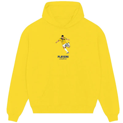 James Rodriguez hoodie – yellow men's hoodie with black James Rodriguez letters and Players Couture logo on the chest