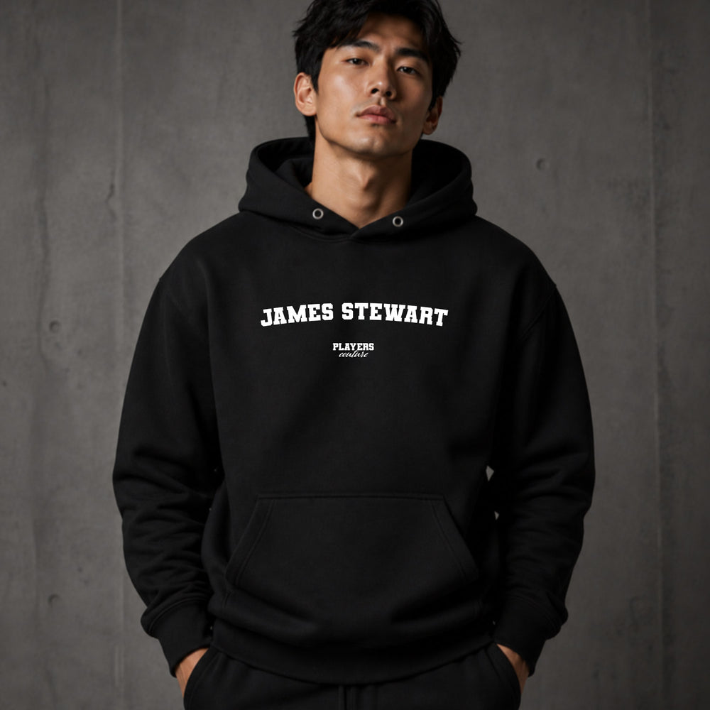 james-stewart name-print hoodie - black