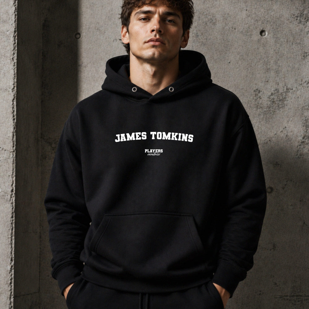 james-tomkins name-print hoodie - black