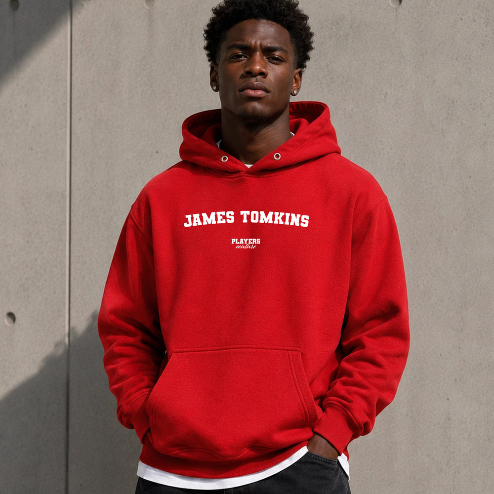 james-tomkins name-print hoodie - red